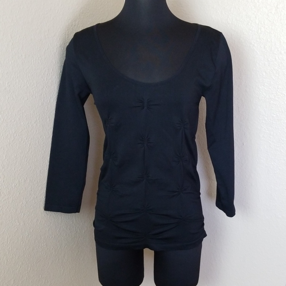 P Luca Milano Black Gathered Blouse